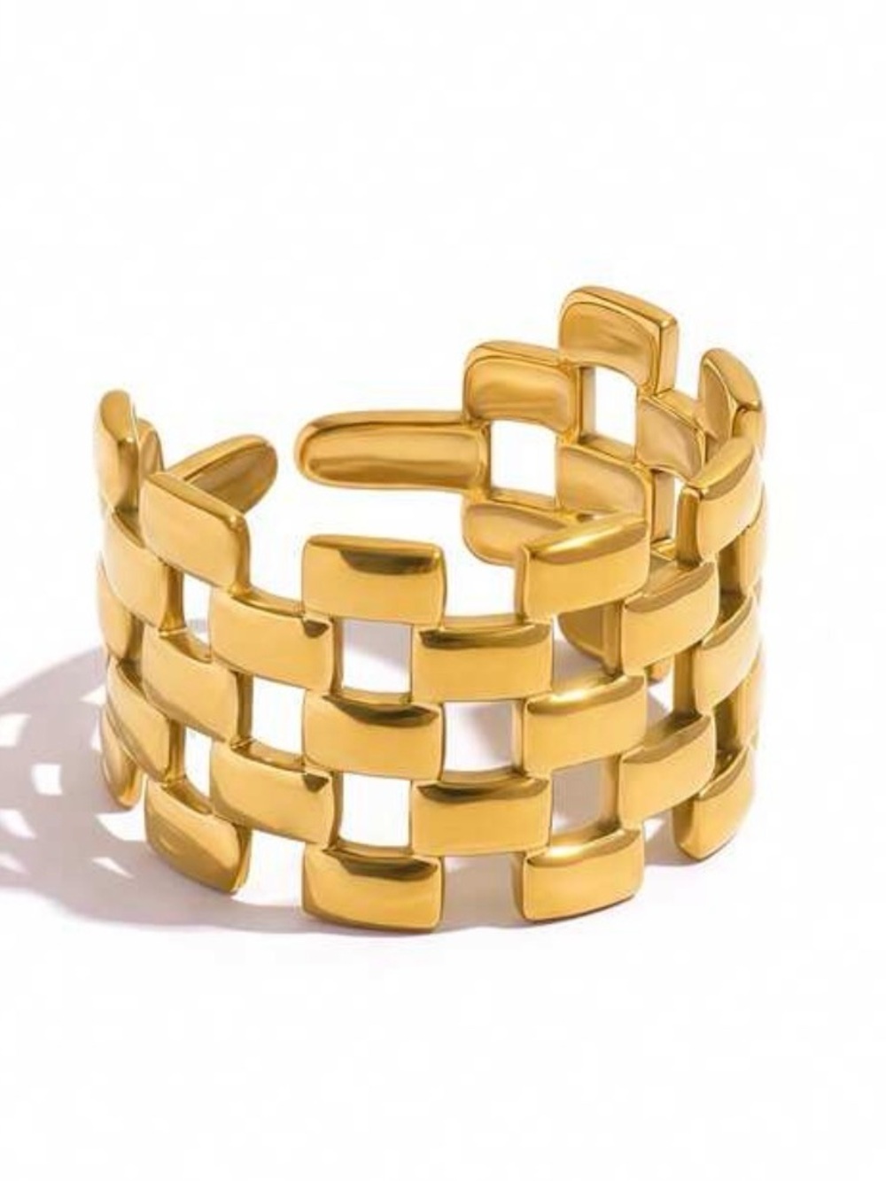 Gold Linked Open Cuff Ring for Women